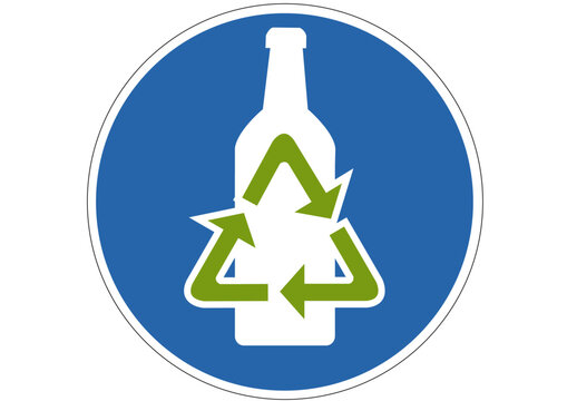 Gebotsschild Recycling Glasflaschen