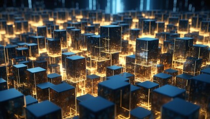 Obraz premium abstract glowing cubes of the light background 