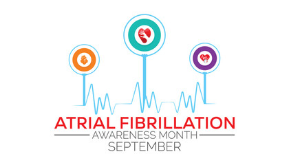 National Atrial Fibrillation (AFIB) Awareness Month is observed every year in September. banner design template Vector illustration background design.