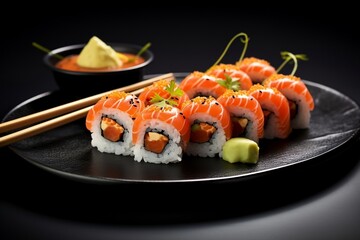 Sushi on a Plate Delight. Generative AI