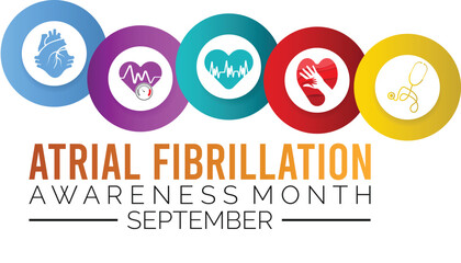 National Atrial Fibrillation (AFIB) Awareness Month is observed every year in September. banner design template Vector illustration background design.