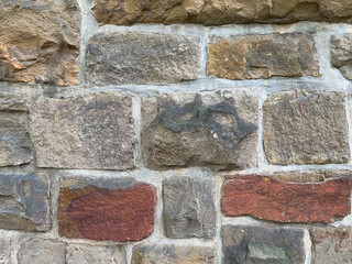 Close Up Stone Wall Texture with big bricks on ancient historic church in Germany, Europe