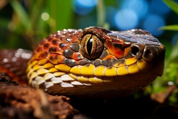 Close Up of Wild Snake in its Natural Habitat Brazilian Wilderness. Generative AI