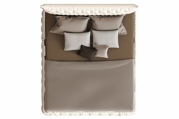 bed isolated on white background, interior furniture, 3D illustration, cg render
