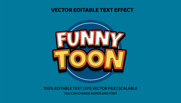 Editable text effect funny toon 3d cartoon style premium vector