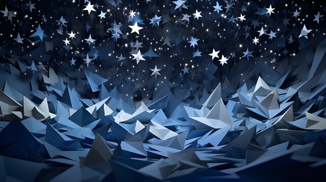 Shimmering Stars and Moonlight Origami: A Night Sky Over the Paper Waterfall - An Artistic Photo Journey