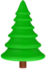 3D green fir tree of various shapes on a transparent background