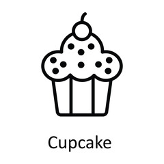 Cupcake Vector outline Icon Design illustration. Food and drinks Symbol on White background EPS 10 File