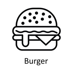 Burger Vector outline Icon Design illustration. Food and drinks Symbol on White background EPS 10 File