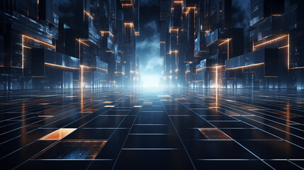 Obraz premium Futuristic Sci-Fi Futuristic Background. 3D Rendering