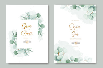 eucalyptus leaf wedding invitation card 
