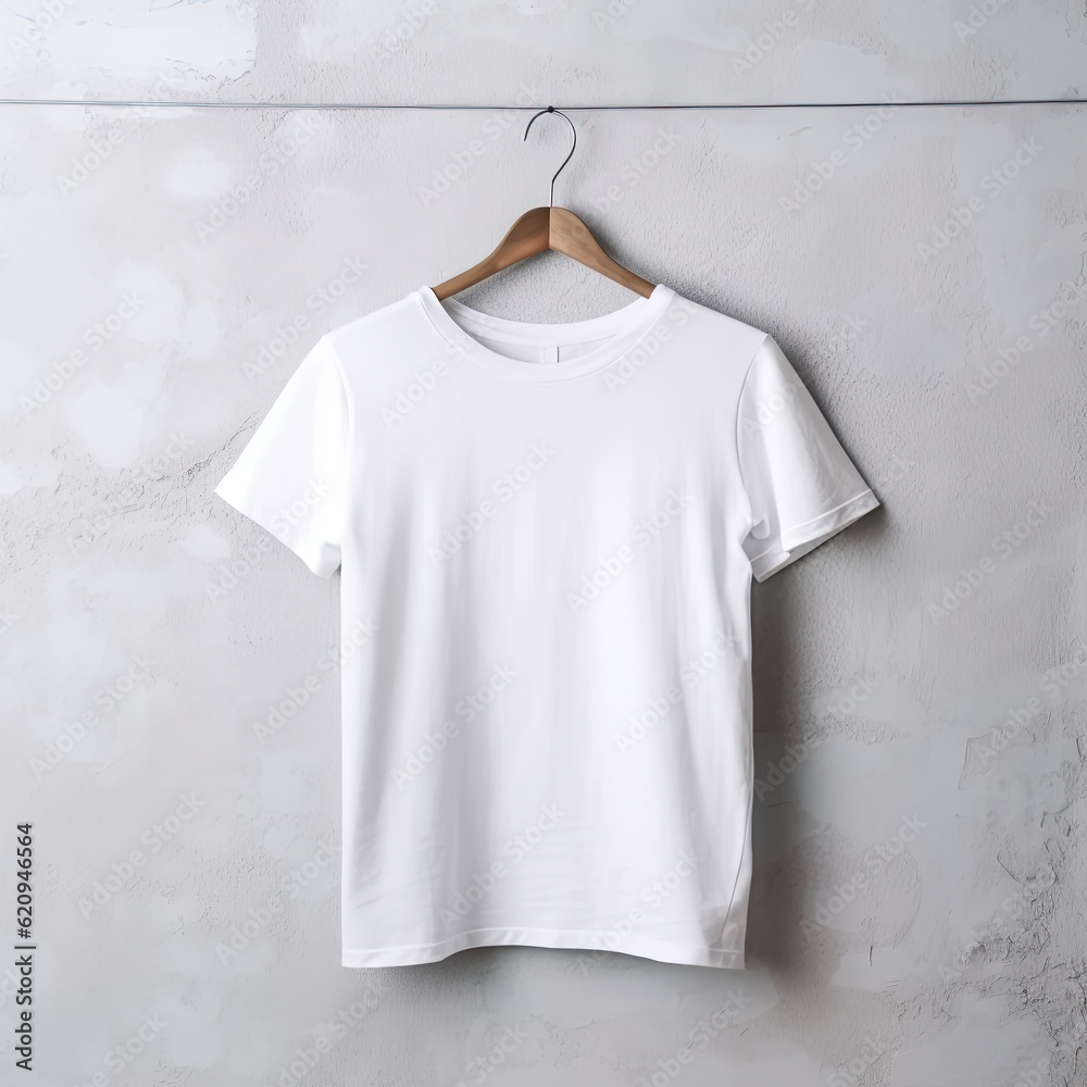 Poster Illustration of a white plain t-shirt mockup, AI Generated.