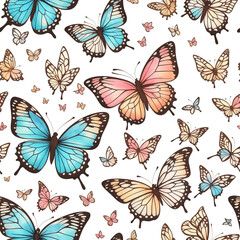 Fototapeta na wymiar Beautiful butterfly seamless pattern, vintage style illustration.