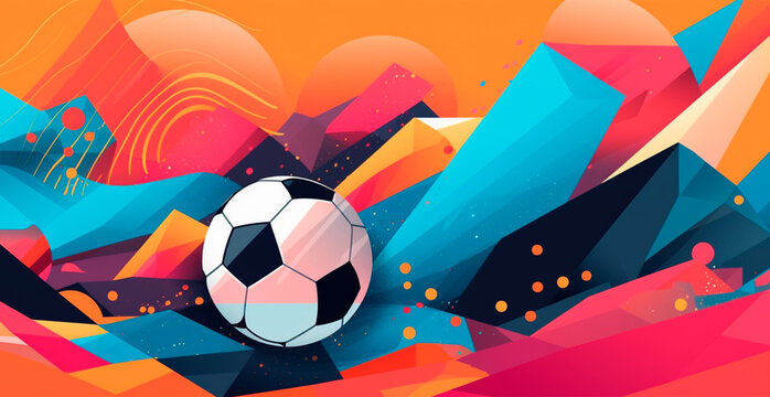Abstract soccer background, sports soccer ball - AI generated image