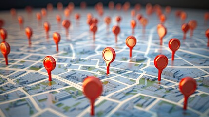 Attraction Strategy: 3D Rendered Illustration of Map Pins to Attract More Clients and Advertise Your Business. Generative AI