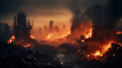 Fototapeta na wymiar Apocalyptic and post-apocalyptic background.