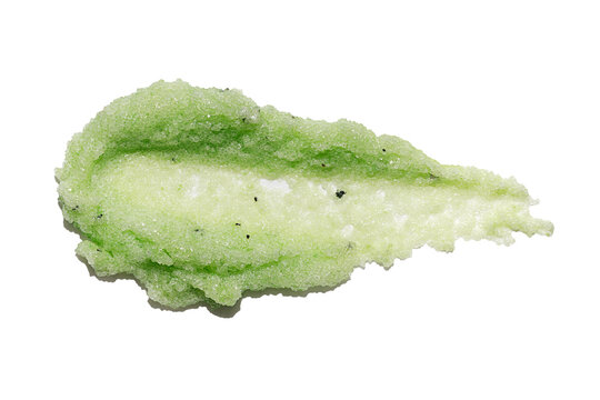 green brush strokes, avocado kiwi scrub smear, cosmetics skincare texture swatch, body sugar peeling
