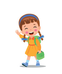 cute boy walking to school