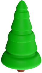 3D green fir tree of various shapes on a transparent background