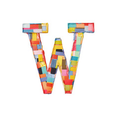 letter W made from bright craft art tape on isolated background, typographic lettering font illustration