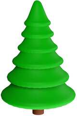 3D green fir tree of various shapes on a transparent background