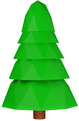3D green fir tree of various shapes on a transparent background