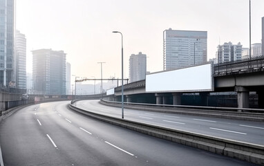 Obraz premium Billboard with blank mock up digital display in modern city, generated AI