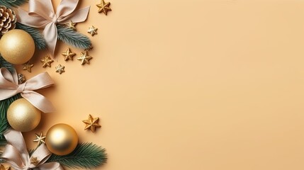 Naklejka na ściany i meble Merry Christmas and new year plain background border arrangement plain background