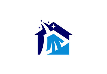 clean smart home illustration logo