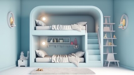 baby child bedroom in blue background