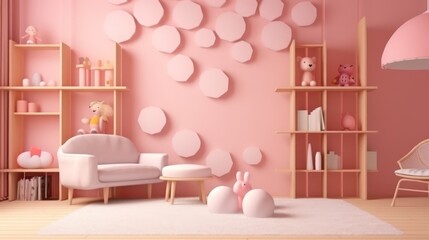 Obraz premium interior of a child's room on pink background