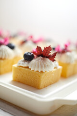 mini butter cake with whipped cream