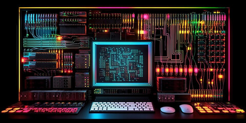 Background or texture in the style of electronics or circuit board. Generative AI