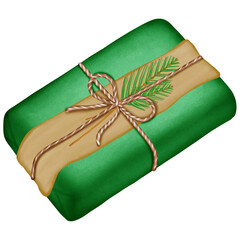 green gift box gift box, illustration, clipart, watercolor, art, design, holiday, present, celebration, festive, surprise, colorful, painting, creative, graphic, box, ribbon, bow, wrapping paper, birt