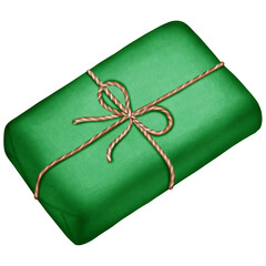 green gift box gift box, illustration, clipart, watercolor, art, design, holiday, present, celebration, festive, surprise, colorful, painting, creative, graphic, box, ribbon, bow, wrapping paper, birt