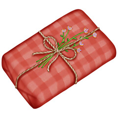 red gift box gift box, illustration, clipart, watercolor, art, design, holiday, present, celebration, festive, surprise, colorful, painting, creative, graphic, box, ribbon, bow, wrapping paper, birthd