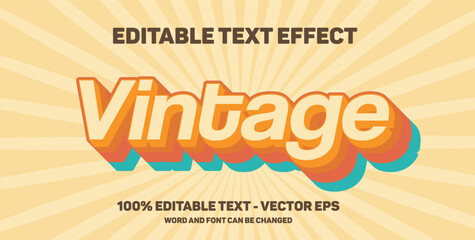 Vintage text effect template with 3d style editable font effect
