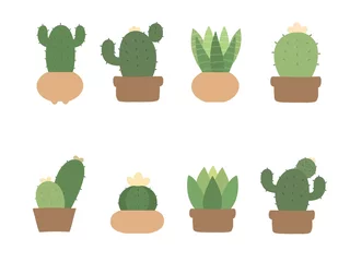 Deurstickers Cactus in pot tree,cartoon,illustration,nature,vector,green,plant,broccoli,leaf,food,forest,cactus,symbol,vegetable,art,drawing,healthy,funny,hand,design,icon,character