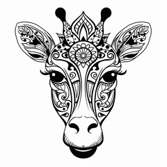 Naklejka premium Giraffe Mandala, Generative AI
