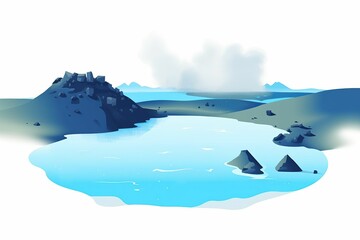 The illustration of blue lagoon in iceland, AI contents by Midjourney