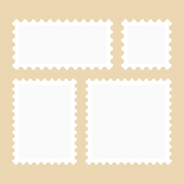 set of blank postcard stamp frames template