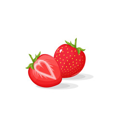 Half of a strawberry in a section. Flat design vector illustration of strawberries on a white background