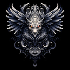 creature Animal angel wings  tattoo illustration