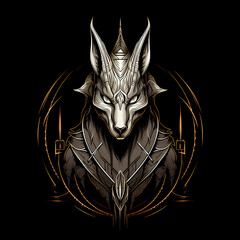 anubis head  tattoo illustration