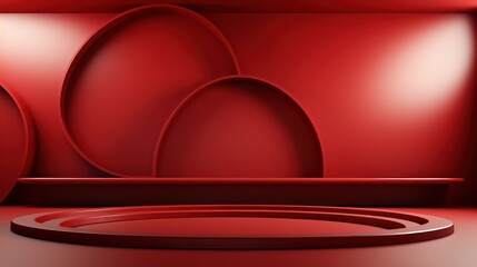  Awesome 3D blank red futuristic stage background 
