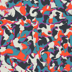 Colorful psychedelic abstract camouflage seamless pattern