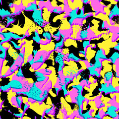 Colorful psychedelic abstract camouflage seamless pattern
