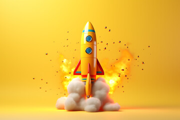 rocket launching illustration. Generative AI.