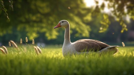 swan on the grass