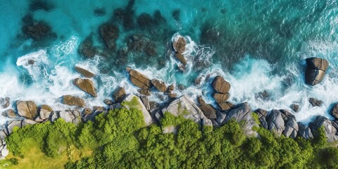 Beauty of the sea. Beaches where land and sea meet seascape. Top view of rocky coastline with drone's eye seaside landscape the rocky beach